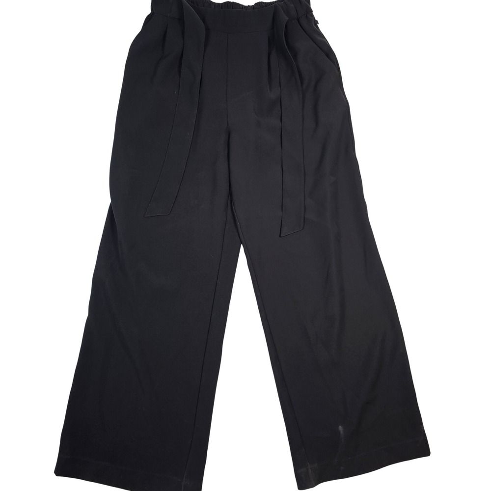 Lululemon Wide Leg Tie Waist Trousers Gray Size 10 Elastic Waist Pockets